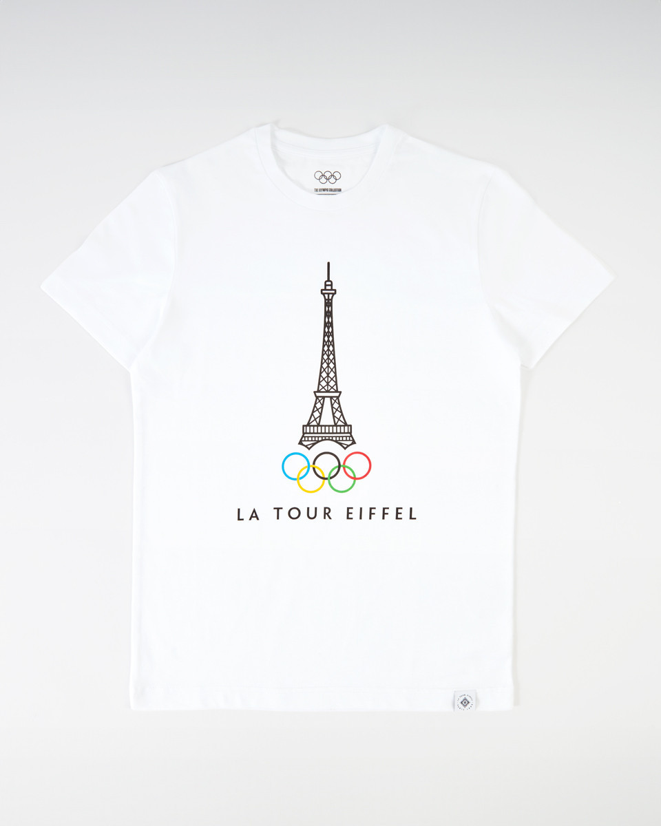 T-shirt blanc adulte tour Eiffel - Collection Olympique