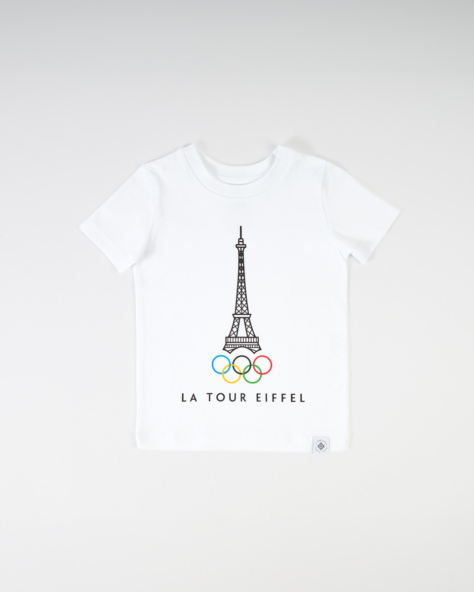 T-shirt blanc enfant tour Eiffel - Collection Olympique