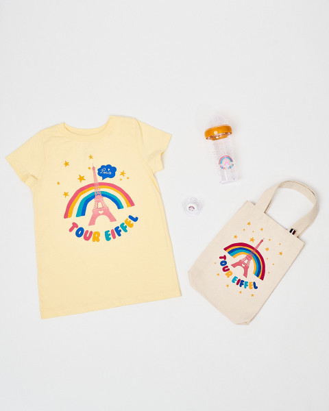 Mini Rainbow Tote Bag for Kids with the Eiffel Tower