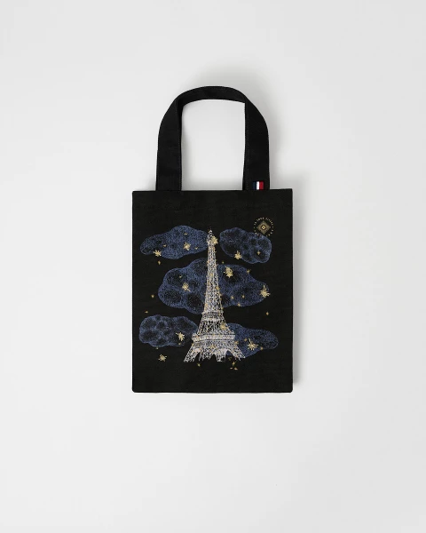 Totebag Mini Nuit Coton Noir et Bleu - Boutique tour Eiffel