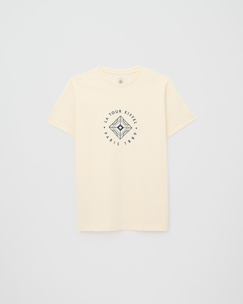 T-shirt Coton Ecru et Bleu - Boutique tour Eiffel