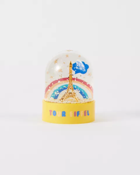 Mini Boule à Neige Jaune avec tour Eiffel et Arc en Ciel