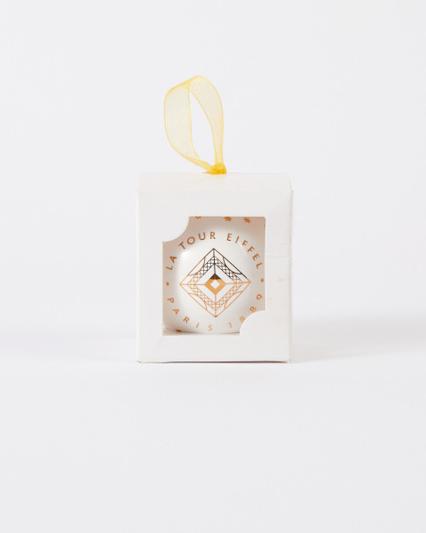 Eiffel Tower White and Gold Christmas Ornament